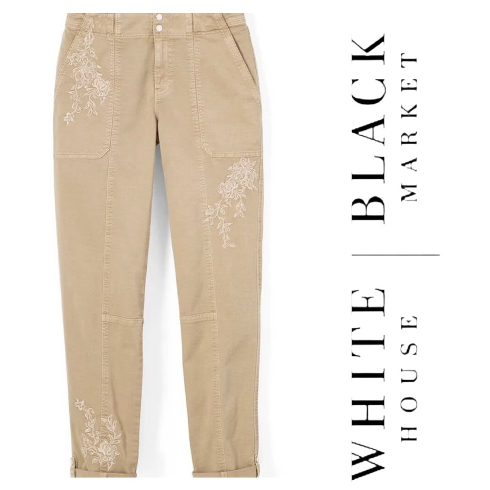 White House Black Market Mid-Rise Pret-a-Pedi Crop Embroidered Pants 6